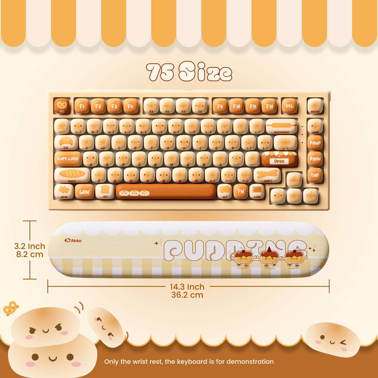 Wrist Rest Ergonomic - Akko Pudding Buns Keyboard Wrist Rest