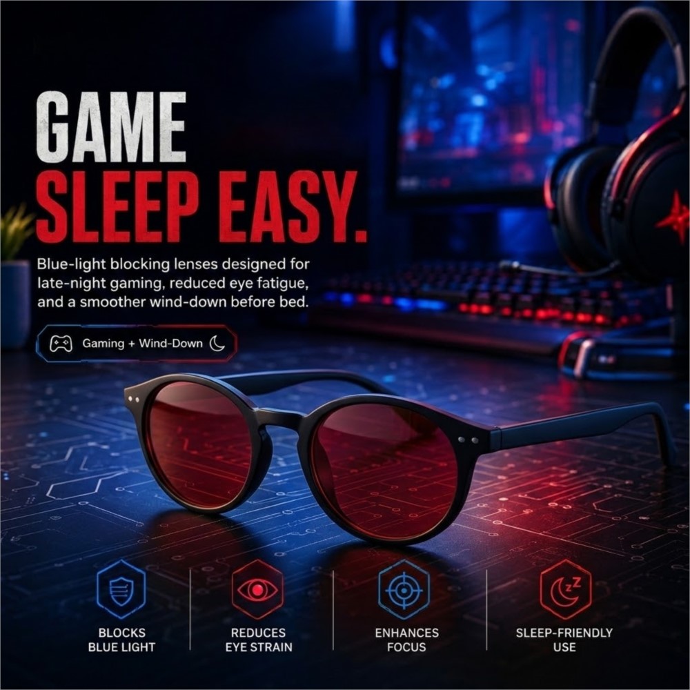 Gaming Glasses Tinted - Gaming Eyewear Prevent Eye Fatigue Blue