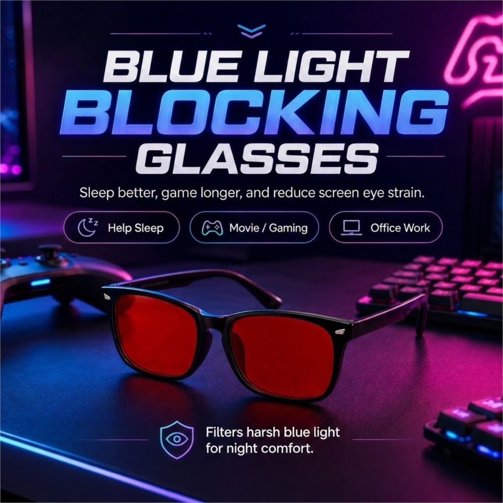 Gaming Glasses Tinted - Anti Blue Light Gaming Glasses with