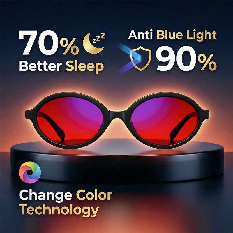 Gaming Glasses Tinted - Anti Blue Light Oval Glasses For